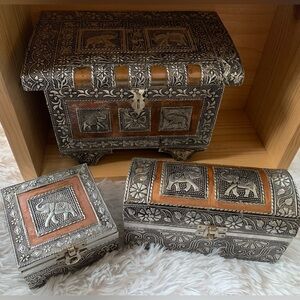 Vintage jewelry elephant boxes, set of 3